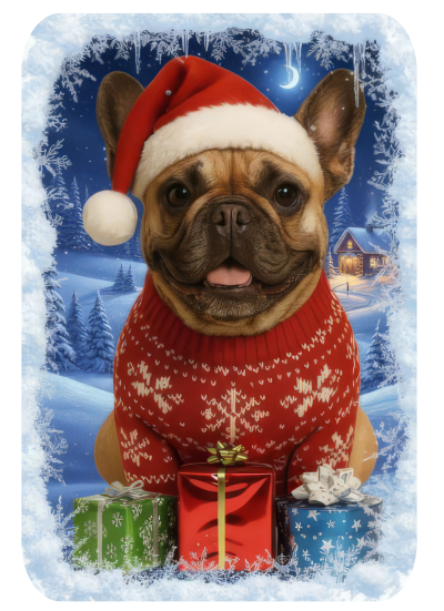 Vánoční tričko s Francouzským buldočkem dámské1